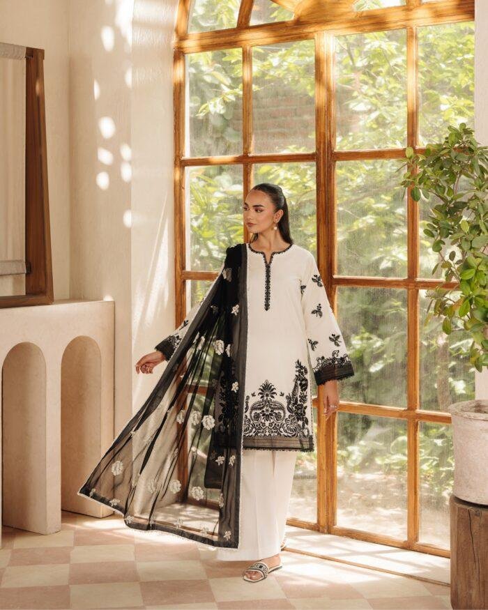 Discover the perfect blend of classic Pakistani craftsmanship and contemporary flair with our stunning 3-piece Premium Cotton ensemble - Image 4